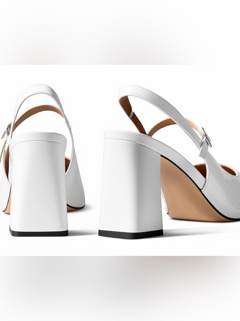 Women's Pumps Slingback Chunky Heels Toe Comfortable Slip-on Sandals - Picture 3 of 8